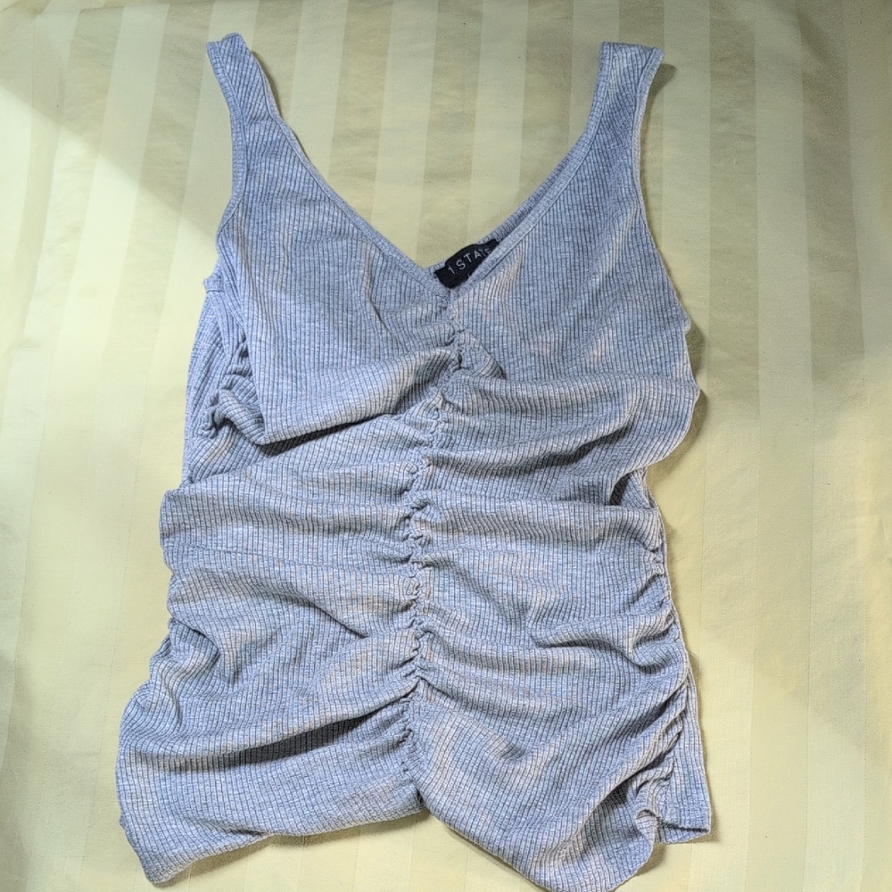 1. State Grey Ruched Tank Top